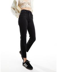 ONLY - Vaqueros Capri Negro Lavado De Pernera Recta Y Talle Alto Emily De - Lyst