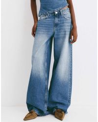 Pull&Bear - Studded Wide-Leg Jeans - Lyst