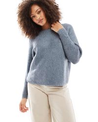 ONLY - Ribbed Wide Neck Knitted Jumper - Lyst