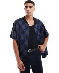 ASOS - – kastiges oversize-hemd mit geometrischem rautenmuster und reverskragen - Lyst