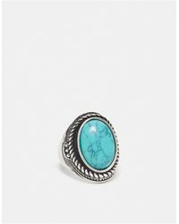 Reclaimed (vintage) - Unisex Ring With Faux Blue Stone - Lyst