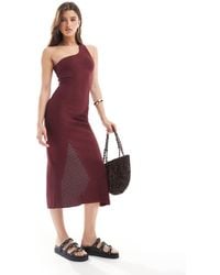 Bershka - One Shoulder Knitted Maxi Dress - Lyst