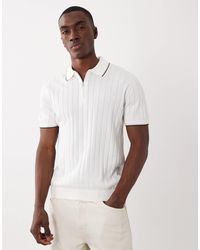 Mango - Ribbed Knit Quarter Zip Polo With Contrast Trim - Lyst