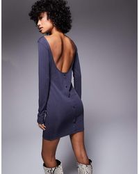 ASOS - Long Sleeve Button Down Back Mini Dress - Lyst