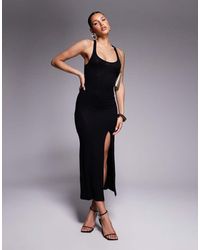 ASOS - Super Scoop Midi Dress With Ruched Racer Back - Lyst