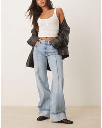 Mango - Cotton Seam Front Turn-up Straight Jeans - Lyst