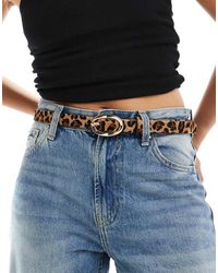 ASOS - Cinturón Para Cintura Y Cadera Con Estampado De De Cuero De -Marrón - Lyst