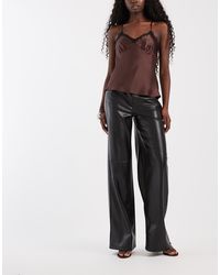 ONLY - Faux Leather Wide Leg Pants - Lyst
