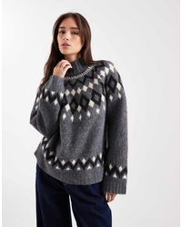 ASOS - Maglione Con Collo A Imbuto E Motivo Fair Isle - Lyst