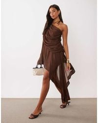 ASOS - One Shoulder Asymmetric Chiffon Mini Dress - Lyst