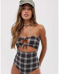 Volcom Plaid Attitude - Costume da bagno a fascia double-face con motivo a quadri - Multicolore