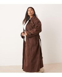 ASOS - Asos Design Curve Faux Suede Funnel Neck Trench Coat - Lyst