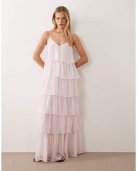 Vila - Maxi Cami-Jurk Met Stroken En Ruches - Lyst