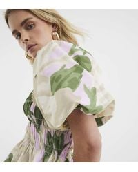River Island - Puff Sleeve Floral Shirred Top - Lyst