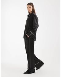 4th & Reckless - Elasticized Waist Contrast Trim Wide Leg Pants - Lyst