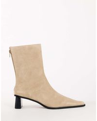 TOPSHOP - Penny Real Suede Block Heel Pointed Ankle Boot - Lyst