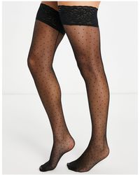Hunkemöller Spot Lace Top Stockings With Back Seam - Black