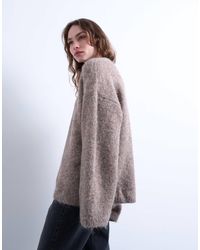 TOPSHOP - Knitted Boxy Fluffy Crew Oversized Jumper - Lyst