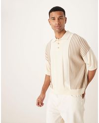 ASOS - Oversized Boxy Fit Knitted Polo With Contrast Stripes - Lyst