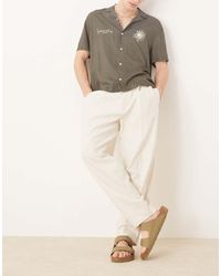 ASOS - Pantalones De Vestir Blancos De Corte Tapered Extragrande Con Pinzas Delanteras De Mezcla De Lino De - Lyst