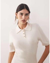 ARRANGE - Gebreide Top Van Premium Merinowol Met Korte Mouwen - Lyst