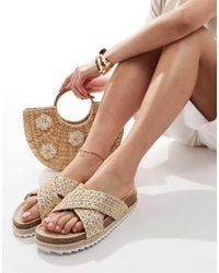 Asos Design Wide Fit - Jessica Cross Strap Espadrille Mule Sandal - Lyst