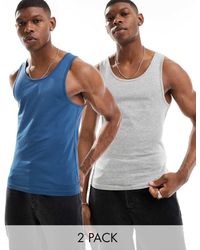 ASOS - Set Van 2 Muscle Fit Hemdjes - Lyst