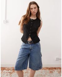 Reclaimed (vintage) - Broderie Button Through Waistcoat - Lyst