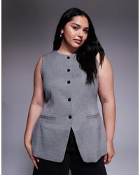 ASOS - Asos design curve – elegante, hochgeschlossene weste mit fischgrätmuster - Lyst