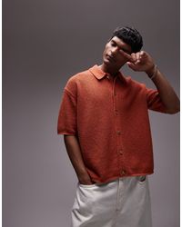 TOPMAN - Button Through Crochet Shirt - Lyst