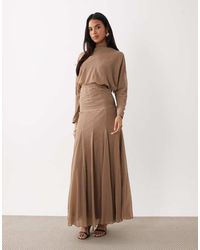 ASOS - Chiffon Shirred Waist Panel Godet Maxi Dress - Lyst