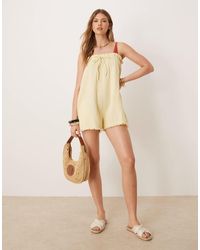 ASOS - Callie Cheesecloth Frayed Bandeau Playsuit - Lyst