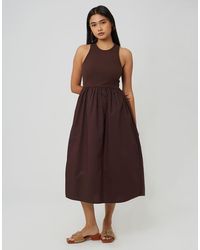 Brave Soul - Ribbed Jersey And Poplin Mix Midi Dress - Lyst