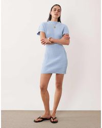 ASOS - Gebreide Getailleerde Geplooide Mini Jurk - Lyst