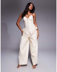 ASOS - Co-ord Pu Wide Leg Pleated Trouser - Lyst