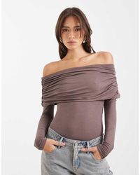 Miss Selfridge - Asymmetrische Bardot-Body - Lyst