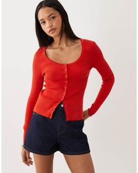 ASOS - Cotton Blend Wide Scoop Cardigan - Lyst
