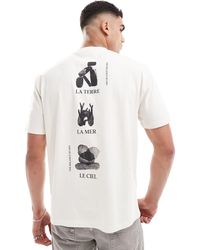 ASOS - Camiseta blanco hueso holgada con estampado trasero - Lyst