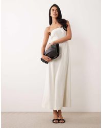 Miss Selfridge - Linen Look Bandeau Maxi Dress - Lyst