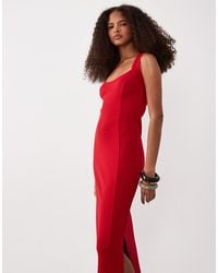 ASOS - Scoop Front Racer Seam Detail Midi Dress - Lyst