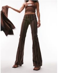 TOPSHOP - Pantalones marrón a rayas - Lyst