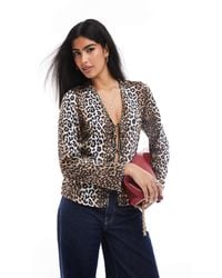 ONLY - – bluse mit leopardenmuster und gebundener vorderseite - Lyst