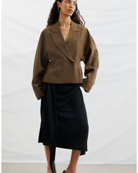 NA-KD - Tie Fringe Slanted Modal Skirt - Lyst