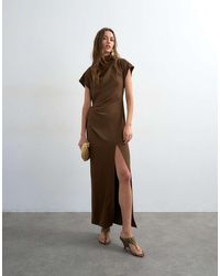 TOPSHOP - Heavy Crepe Maxi Dress With Scarf Detail - Lyst