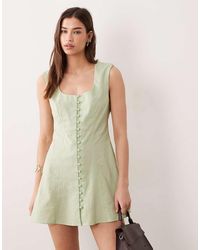 ASOS - Square Neck Button Down Mini Sundress - Lyst