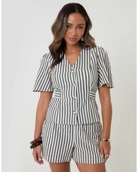 Threadbare - Stripe Flutter Sleeve Top - Lyst
