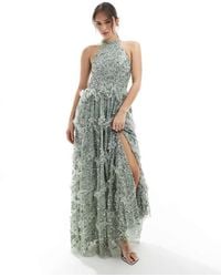 Maya - Fully Embellished Halter Neck Maxi Dress - Lyst
