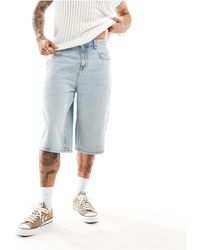 ASOS - Short ultra-long en jean avec déchirures - clair délavé - Lyst