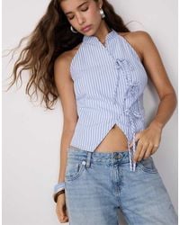 Stradivarius - Semi-wrinkled Knot Qipao Halter Top - Lyst