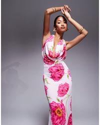 AFRM - Gebreide Maxi Jurk Met Gedrapeerde Halslijn En Halternek - Lyst